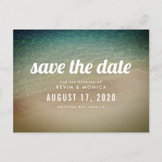 Zand Oceaan Strand Bruiloft Save the Date Aankondigingskaart (Voorkant)