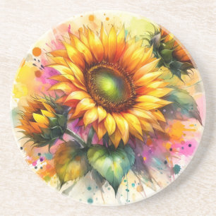 Zand Onderzetter - Mooie Zonnebloemen, Kunst