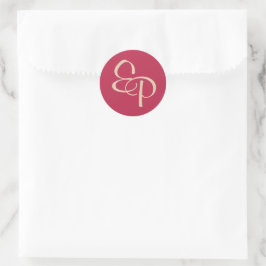 Zand op Magenta Script Monogram Envelope Seal Ronde Sticker