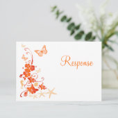 Zand, Oranje, Witte Tropische Strand RSVP Kaart (Staand voorkant)