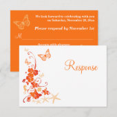 Zand, Oranje, Witte Tropische Strand RSVP Kaart (Voorkant / Achterkant)