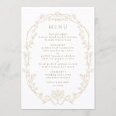 Zand Ornate Bloemrijke Frame Bruiloft Menu (Voorkant)