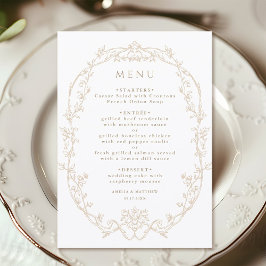 Zand Ornate Bloemrijke Frame Bruiloft Menu