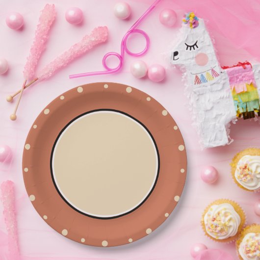 Zand Polka Dots Terra Cotta Wit Papieren Bordje (Feest)