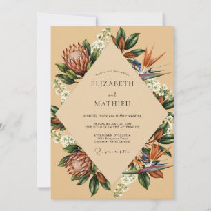 Zand Protea Tropische Eucalyptus Bruiloft Kaart
