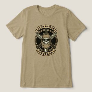 Zand Raider Veteraan Woestijn Gevechtsembleem Tri-Blend Shirt