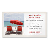 Zand Rode Stoelen Agentschap Reisagent Beach Magnetisch Visitekaartje (Voorkant)