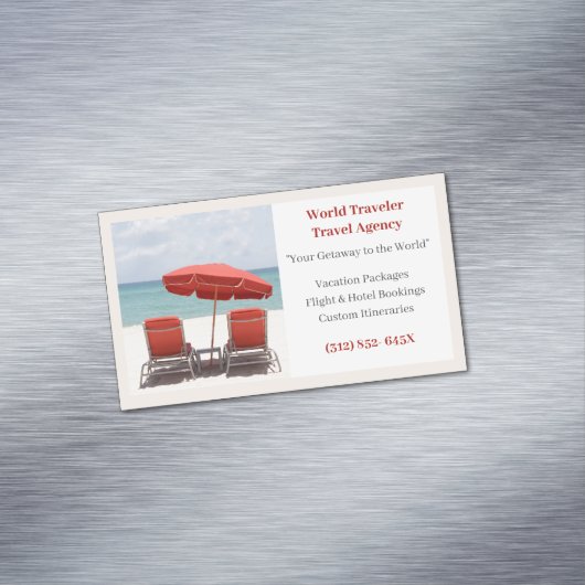 Zand Rode Stoelen Agentschap Reisagent Beach Magnetisch Visitekaartje (Voorbeeld)