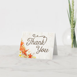 Zand Schelpen Bloemige Rustieke Strand Bedankkaart