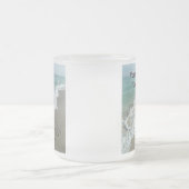 Zand schrijft op de beach, ik hou van je matglas koffiemok (Center)