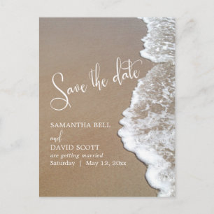 Zand & Schuim Strand Bruiloft Save the Date 1b Aankondigingskaart