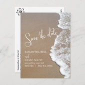 Zand & Schuim Strand Bruiloft Save the Date 1b Aankondigingskaart (Voorkant / Achterkant)