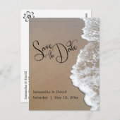 Zand & Schuim Strand Bruiloft Save the Date 2a Aankondigingskaart (Voorkant / Achterkant)