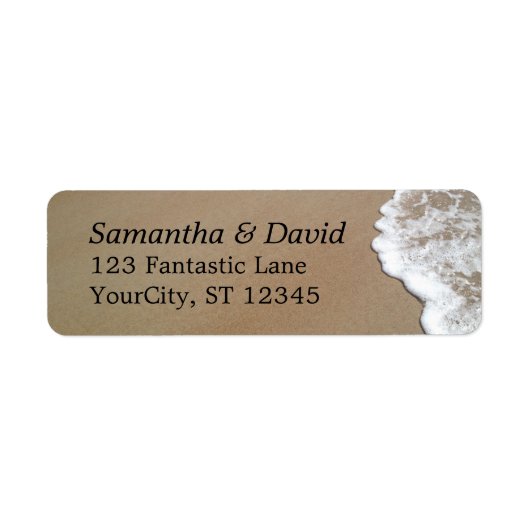 Zand & Schuim Strand Foto Bruiloft Etiket (Voorkant)