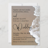 Zand & Schuim Strand Foto, Typografie Bruiloft 1 Kaart (Voorkant)