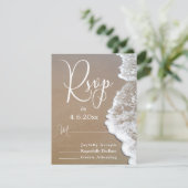 Zand & Schuim Strand Foto/Typografie Bruiloft RSVP (Staand voorkant)