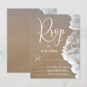 Zand & Schuim Strand Foto/Typografie Bruiloft RSVP Kaartje (Voorkant / Achterkant)
