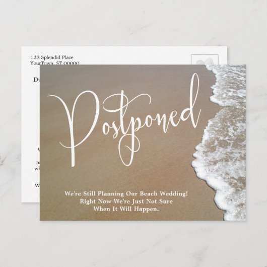 Zand & Schuim Uitgestelde Strand Bruiloft Briefkaart (Voorkant / Achterkant)