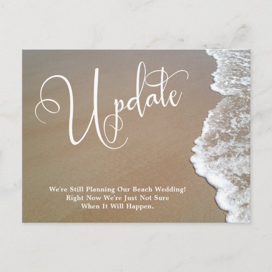 Zand & Schuim Uitgestelde Strand Bruiloft Update Briefkaart (Voorkant)
