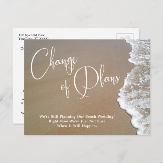 Zand, Schuim Verandering van Plannen Uitgesteld St Briefkaart (Voorkant / Achterkant)
