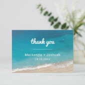 Zand Shore Beach Bestemming Bruiloft Bedankkaart (Staand voorkant)