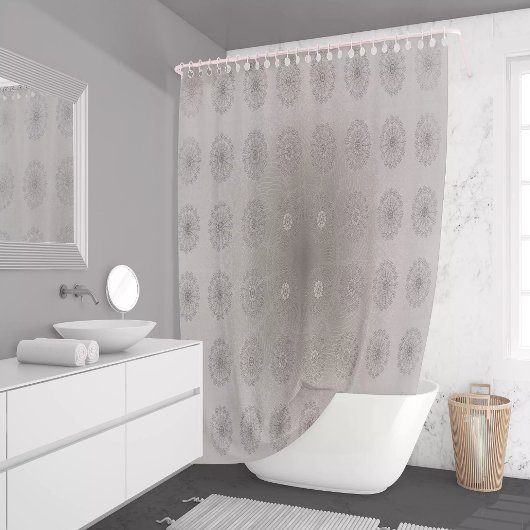 Zand-strand bloementextiel patroon kunst douchegordijn