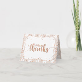 Zand Strepen & Roze Goud Confetti Dank je Bedankkaart