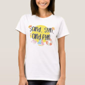Zand Sun Fun Quote Summer Beach Illustraties T-Sh T-shirt (Voorkant)