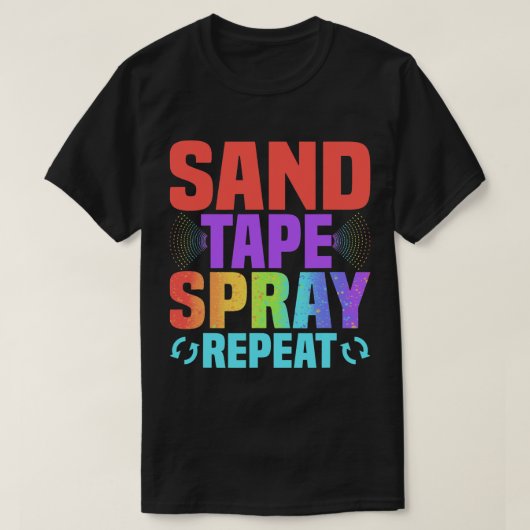 Zand Tape Spray Herhaal Auto Body Technician Paint T-shirt (Design voorkant)