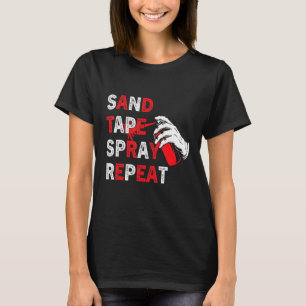 Zand Tape Spuit Herhaal Auto Carrosserie Technicus T-shirt