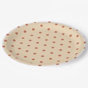 Zand Terra Cotta Polka Dots Wit Trim Papieren Bordje