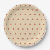 Zand Terra Cotta Polka Dots Wit Trim Papieren Bordje (Voorkant)