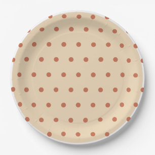 Zand Terra Cotta Polka Dots Wit Trim Papieren Bordje