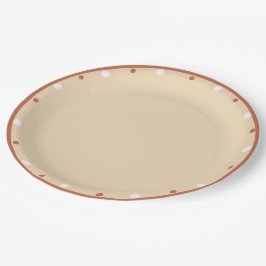 Zand Terracotta Wit Stippen Papieren Bordje