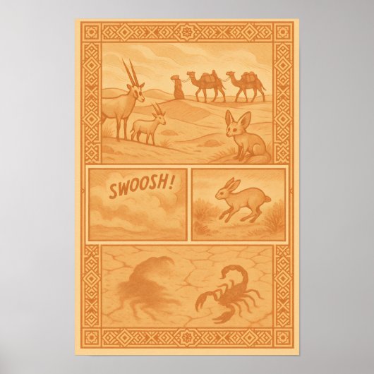 Zand van de Sahara - Woestijn Wildeleven Strip Poster (Voorkant)