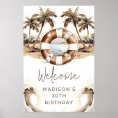 Zand Verjaardag Strand Party Welkomstbord Poster (Voorkant)