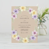Zand Violet Wilde Bloemen Bruiloft Kaart (Staand voorkant)