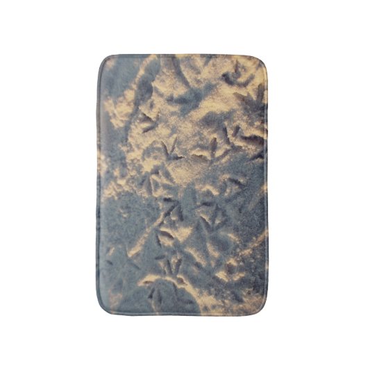 Zand voetafdrukken zee meeuw badmat (Voorkant Verticaal)