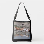 Zand wasbekken Wilde paarden Crossbody Tas (Achterkant)