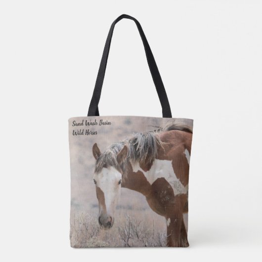 Zand wasbekken Wilde paarden Tote Bag (Achterkant)