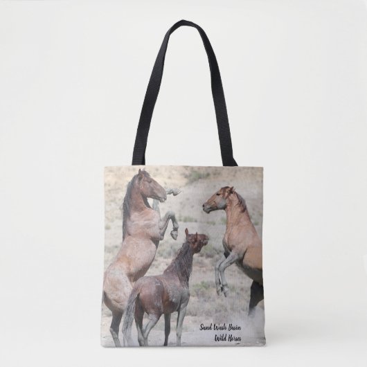 Zand wasbekken Wilde paarden Tote Bag (Voorkant)