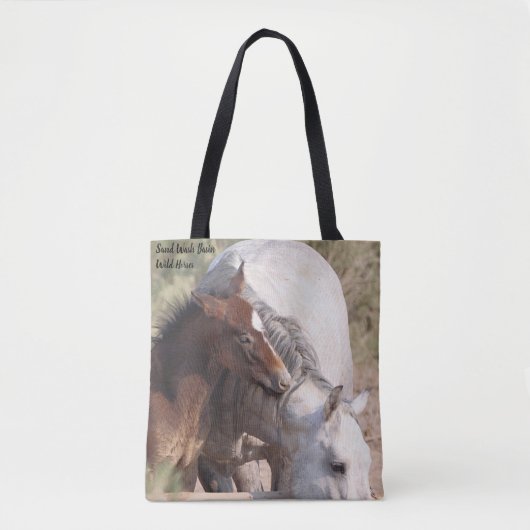 Zand wasbekken Wilde paarden Tote Bag (Voorkant)