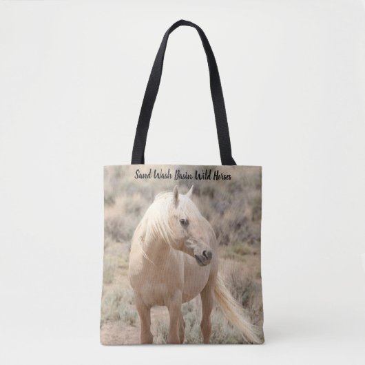 Zand wasbekken Wilde paarden Tote Bag (Voorkant)