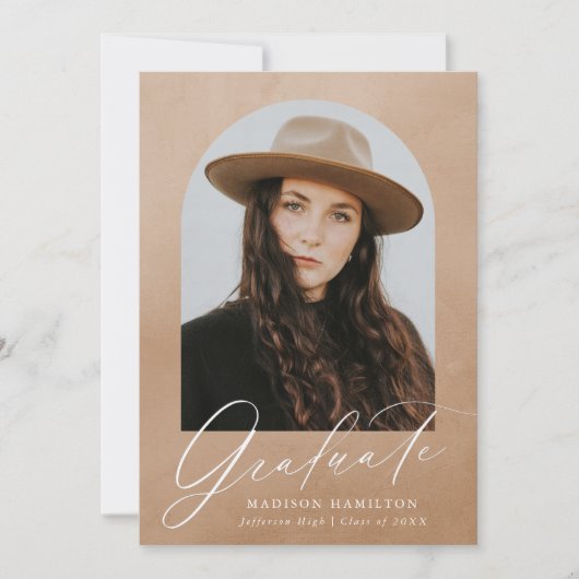 Zand Waterverf Arch Foto Afstuderen Aankondiging (Voorkant)