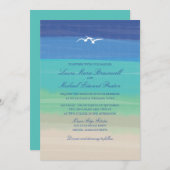 Zand, Zee & meeuwen | Geschilderde oceaan bruiloft Kaart (Voorkant / Achterkant)