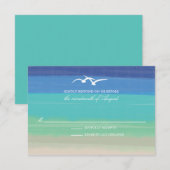 Zand, Zee & meeuwen | Geschilderde oceaan bruiloft RSVP Kaartje (Voorkant / Achterkant)