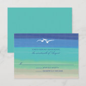 Zand, Zee & meeuwen | Geschilderde oceaan bruiloft RSVP Kaartje (Voorkant / Achterkant)