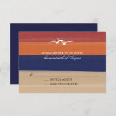 Zand, Zee & meeuwen | Geschilderde oceaan bruiloft RSVP Kaartje (Voorkant / Achterkant)