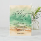 Zand Zee Ocean Beach Waterverf Zomerhandtekening Kaart (Staand voorkant)