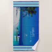 Zand Zee Sky Palm Tree Tropisch strand Gepersonali Strandlaken (Voorkant)